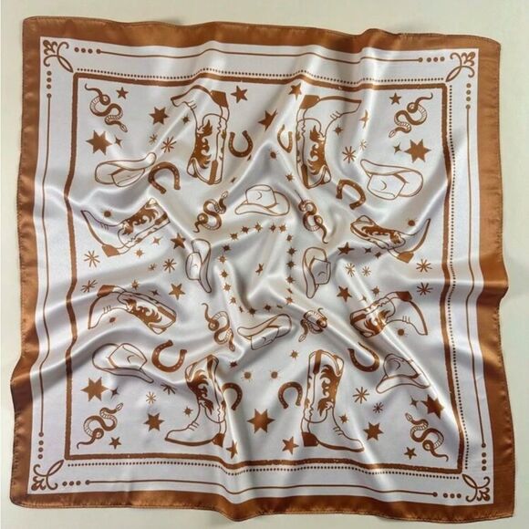 Brown and White Western Bandana P32 - Picture 3 of 5